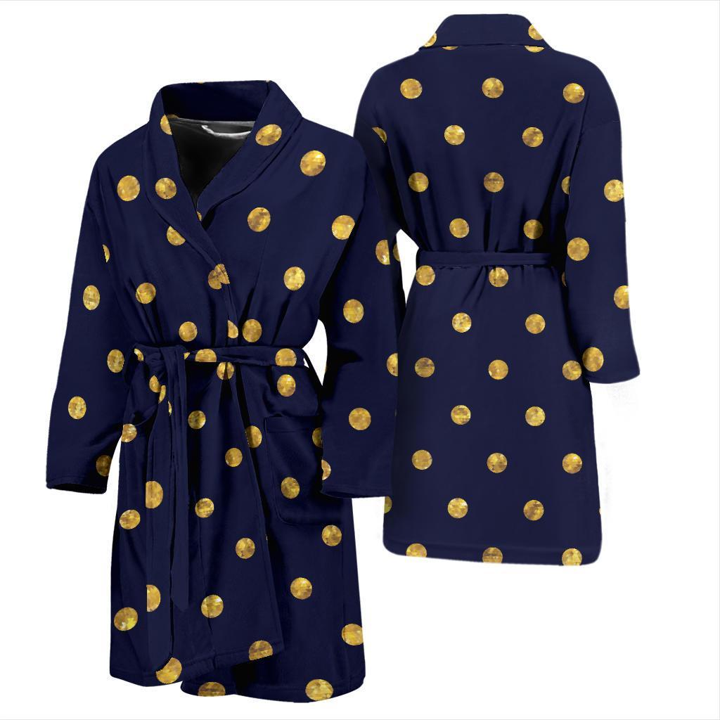 Polka Dot Gold Blue Pattern Print Design 02 Men Bathrobe-JORJUNE.COM