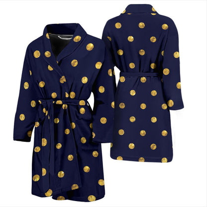 Polka Dot Gold Blue Pattern Print Design 02 Men Bathrobe-JORJUNE.COM