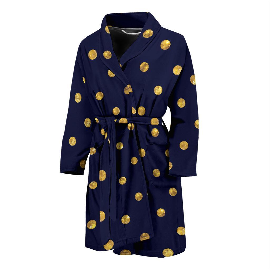 Polka Dot Gold Blue Pattern Print Design 02 Men Bathrobe-JORJUNE.COM