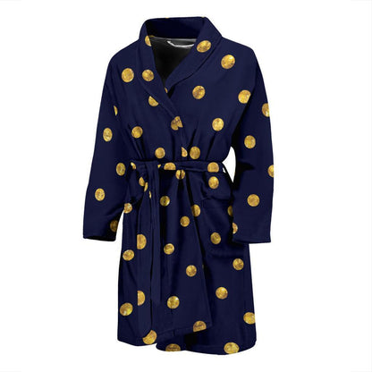 Polka Dot Gold Blue Pattern Print Design 02 Men Bathrobe-JORJUNE.COM