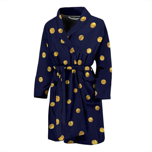 Polka Dot Gold Blue Pattern Print Design 02 Men Bathrobe-JORJUNE.COM