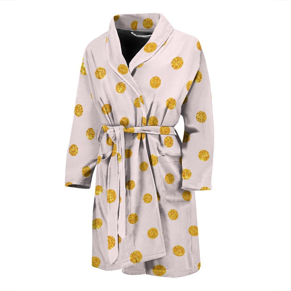 Polka Dot Gold Pink Pattern Print Design 01 Men Bathrobe-JORJUNE.COM