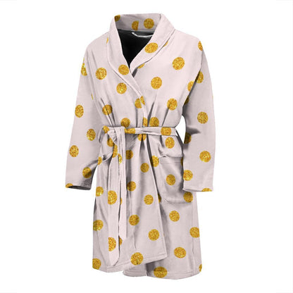 Polka Dot Gold Pink Pattern Print Design 01 Men Bathrobe-JORJUNE.COM