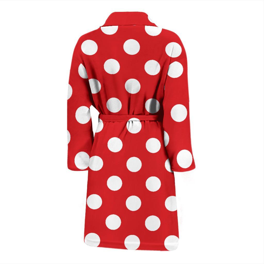 Polka Dot Red Pattern Print Design 04 Men Bathrobe-JORJUNE.COM
