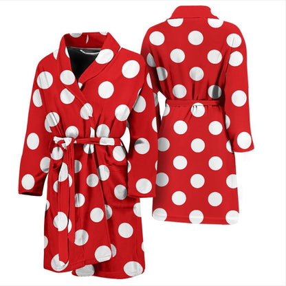 Polka Dot Red Pattern Print Design 04 Men Bathrobe-JORJUNE.COM