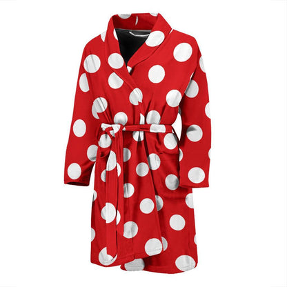 Polka Dot Red Pattern Print Design 04 Men Bathrobe-JORJUNE.COM