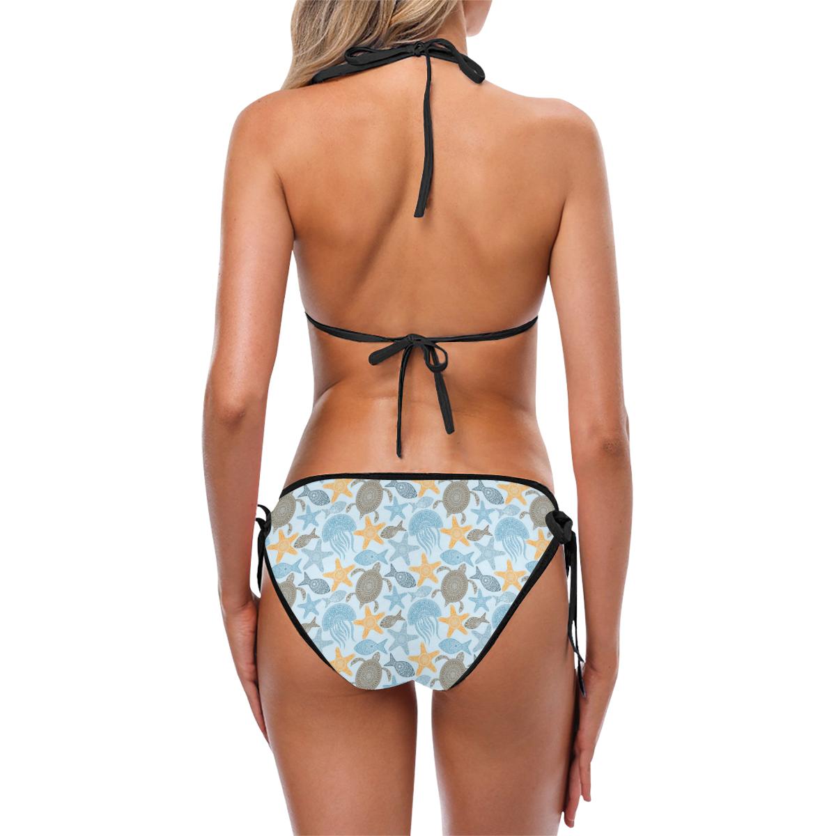 Polynesian Jellyfish Turtle Print Custom Bikini Swimsuit (Model S01)-JTAMIGO.COM