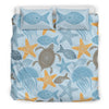 Polynesian Jellyfish Turtle Print Duvet Cover Bedding Set