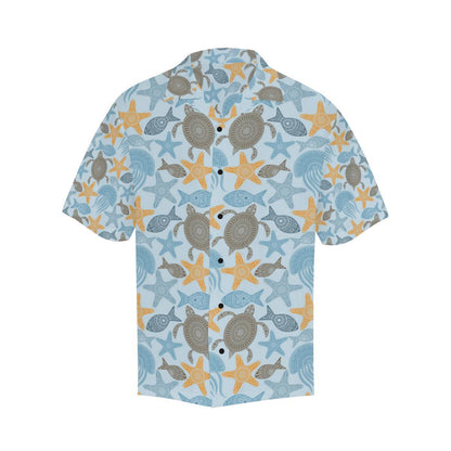 Polynesian Jellyfish Turtle Print Men Aloha Hawaiian Shirt