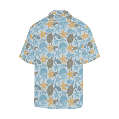 Polynesian Jellyfish Turtle Print Men Aloha Hawaiian Shirt