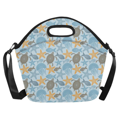 Polynesian Jellyfish Turtle Print Neoprene Lunch Bag (Model 1669)(Large)-JTAMIGO.COM
