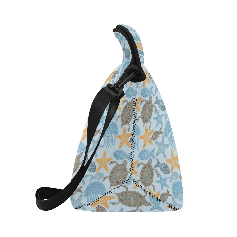 Polynesian Jellyfish Turtle Print Neoprene Lunch Bag (Model 1669)(Large)-JTAMIGO.COM