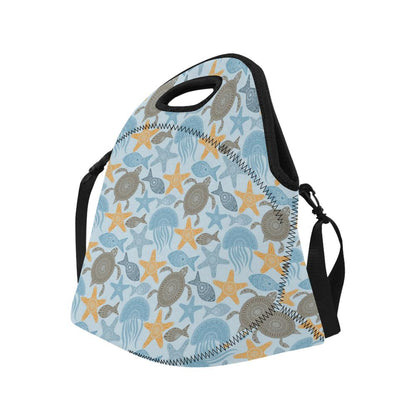 Polynesian Jellyfish Turtle Print Neoprene Lunch Bag (Model 1669)(Large)-JTAMIGO.COM