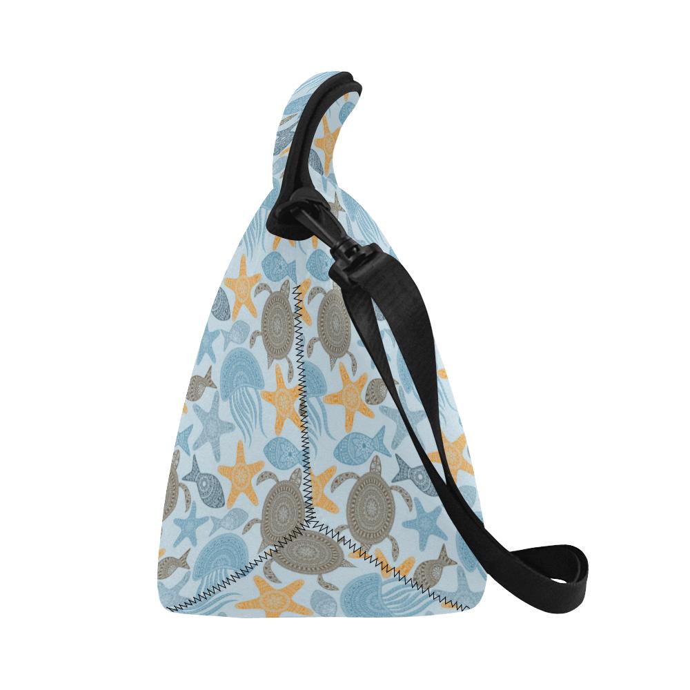 Polynesian Jellyfish Turtle Print Neoprene Lunch Bag (Model 1669)(Large)-JTAMIGO.COM