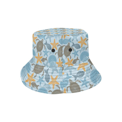 Polynesian Jellyfish Turtle Print Unisex Bucket Hat