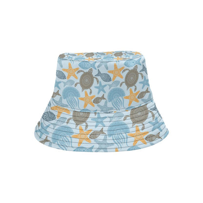 Polynesian Jellyfish Turtle Print Unisex Bucket Hat