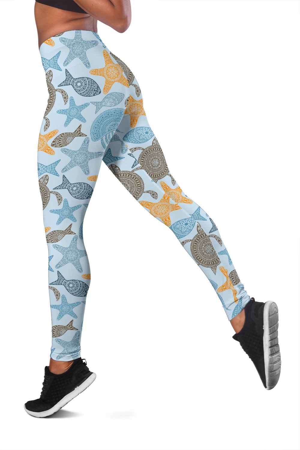 Polynesian Jellyfish Turtle Print Women Leggings