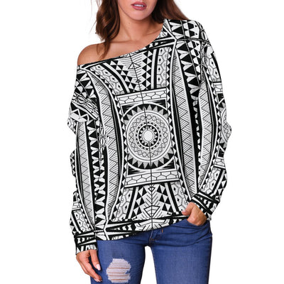 Polynesian Tattoo Design Off Shoulder Sweatshirt