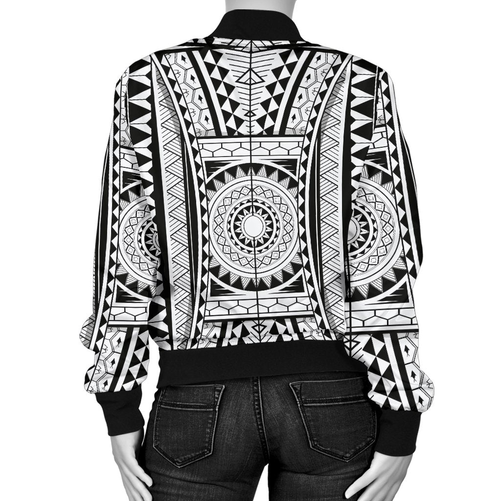 Polynesian Tattoo Design Women Casual Bomber Jacket