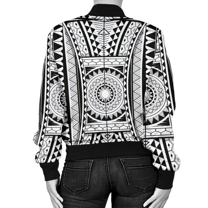 Polynesian Tattoo Design Women Casual Bomber Jacket