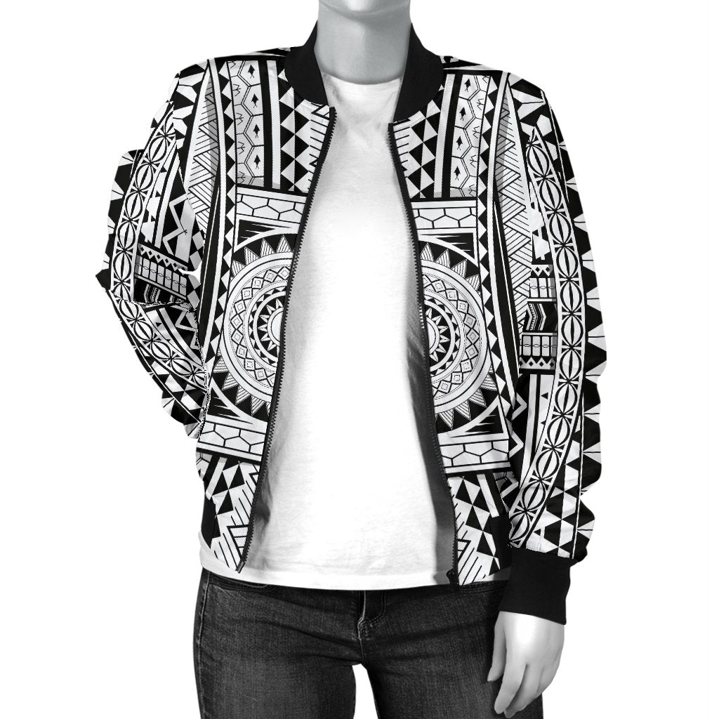 Polynesian Tattoo Design Women Casual Bomber Jacket