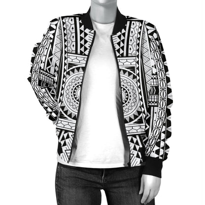 Polynesian Tattoo Design Women Casual Bomber Jacket