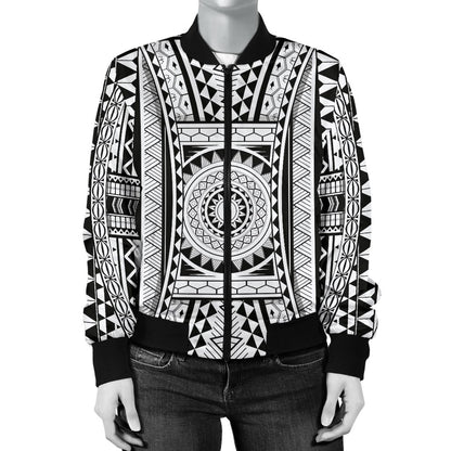 Polynesian Tattoo Design Women Casual Bomber Jacket