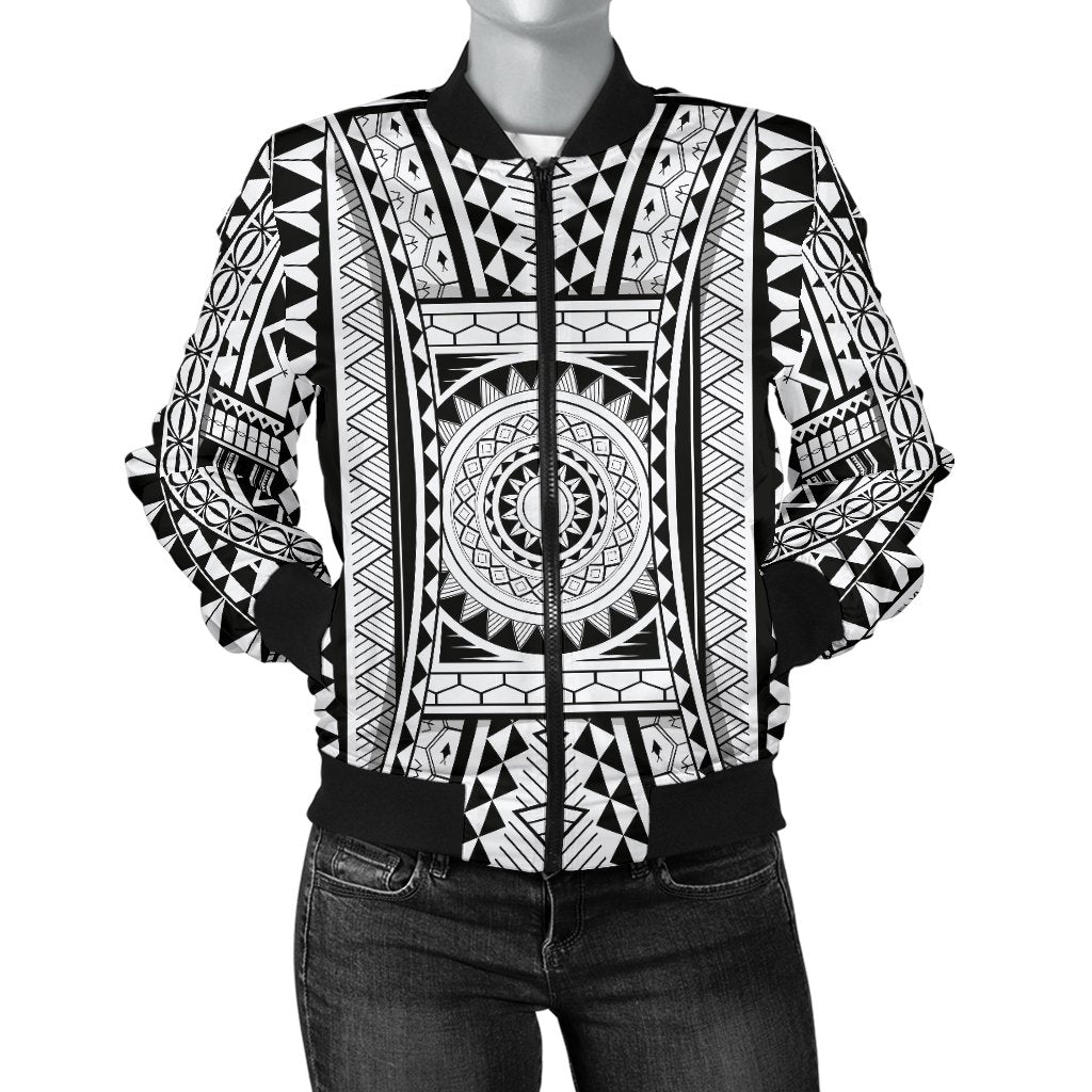 Polynesian Tattoo Design Women Casual Bomber Jacket