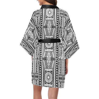 Polynesian Tattoo Design Women Short Kimono Robe