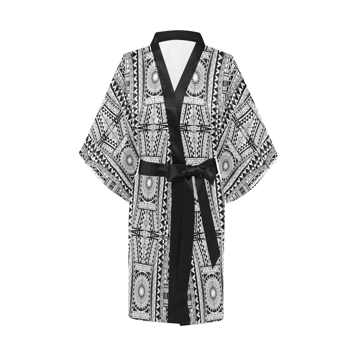 Polynesian Tattoo Design Women Short Kimono Robe