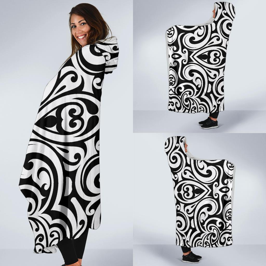 Polynesian Tattoo Pattern Hooded Blanket-JTAMIGO.COM