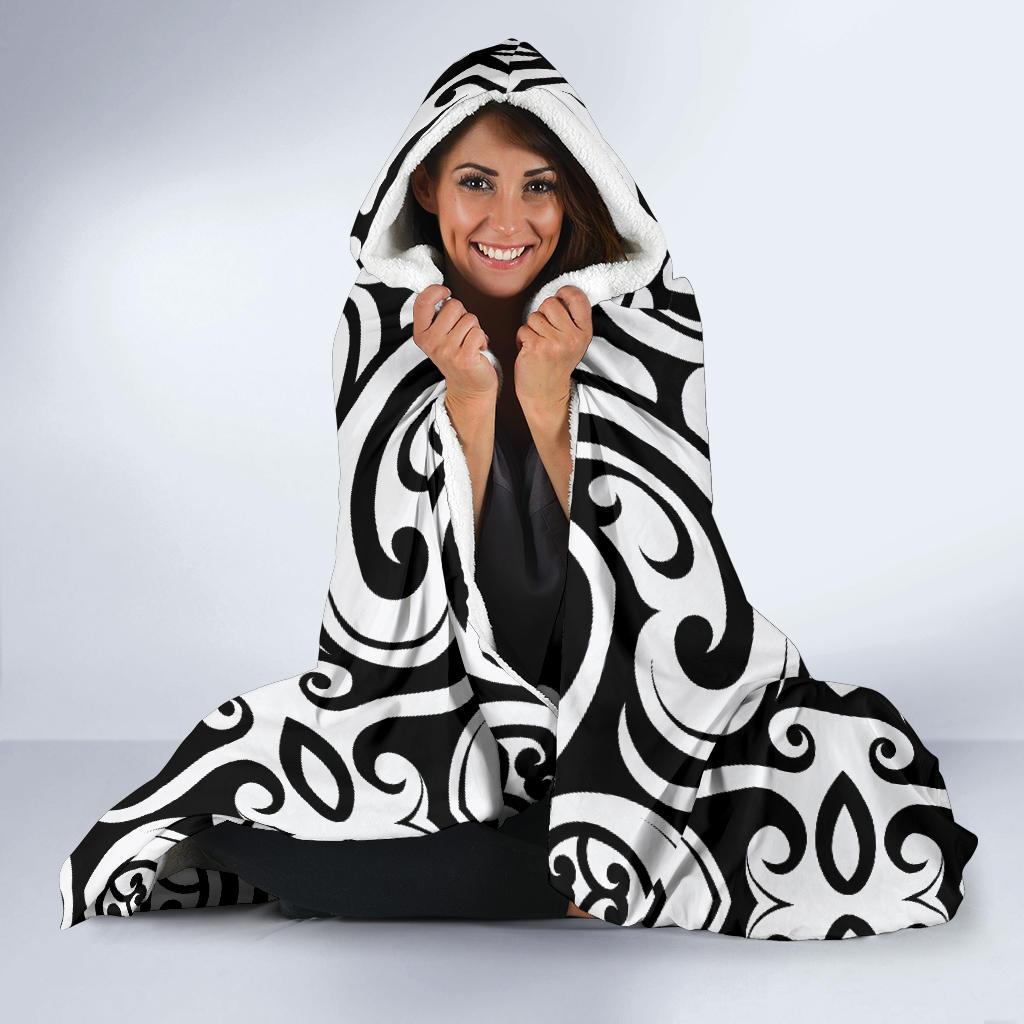 Polynesian Tattoo Pattern Hooded Blanket-JTAMIGO.COM
