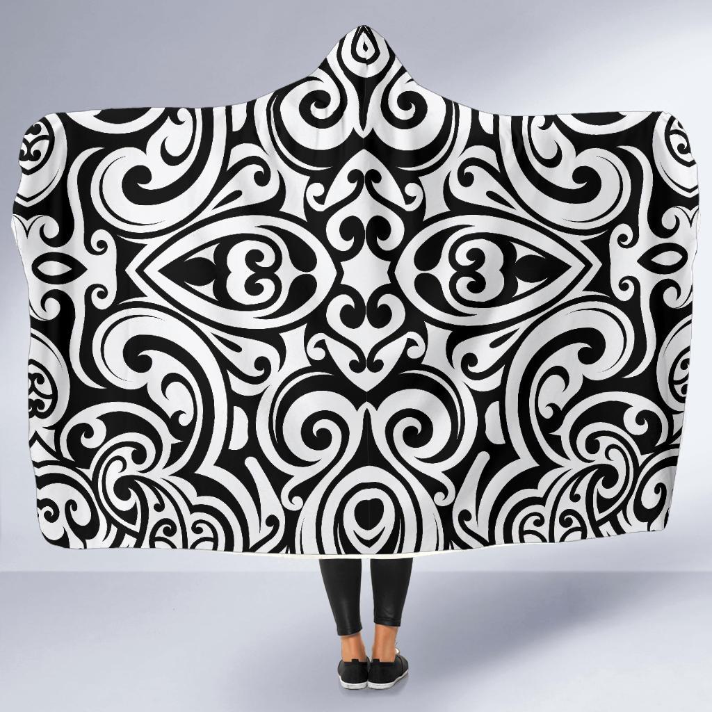 Polynesian Tattoo Pattern Hooded Blanket-JTAMIGO.COM