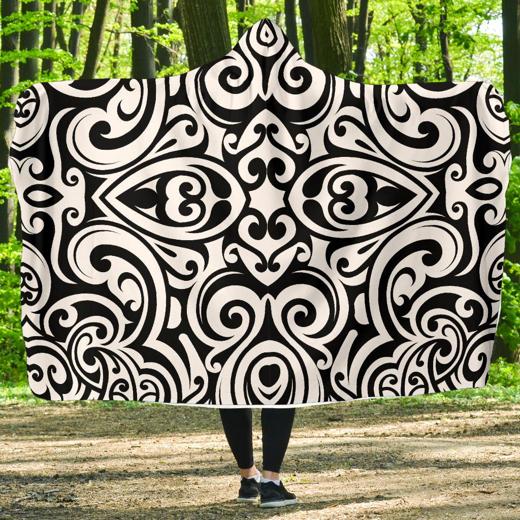 Polynesian Tattoo Pattern Hooded Blanket-JTAMIGO.COM