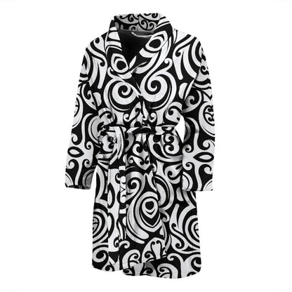 Polynesian Tattoo Pattern Men Bath Robe-JTAMIGO.COM