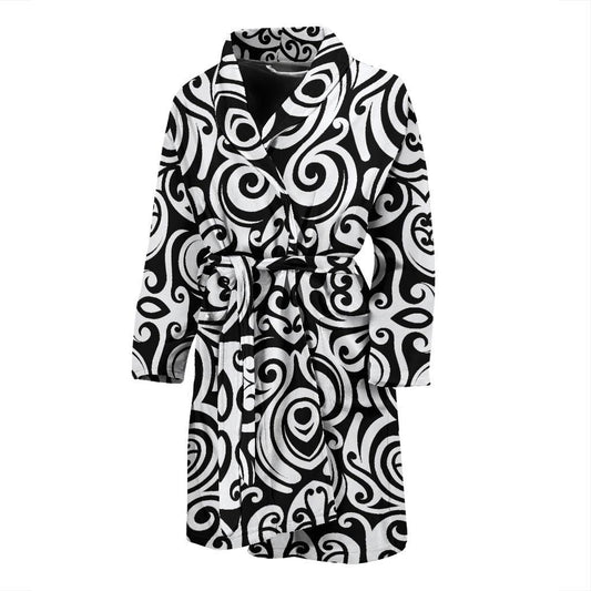 Polynesian Tattoo Pattern Men Bath Robe-JTAMIGO.COM