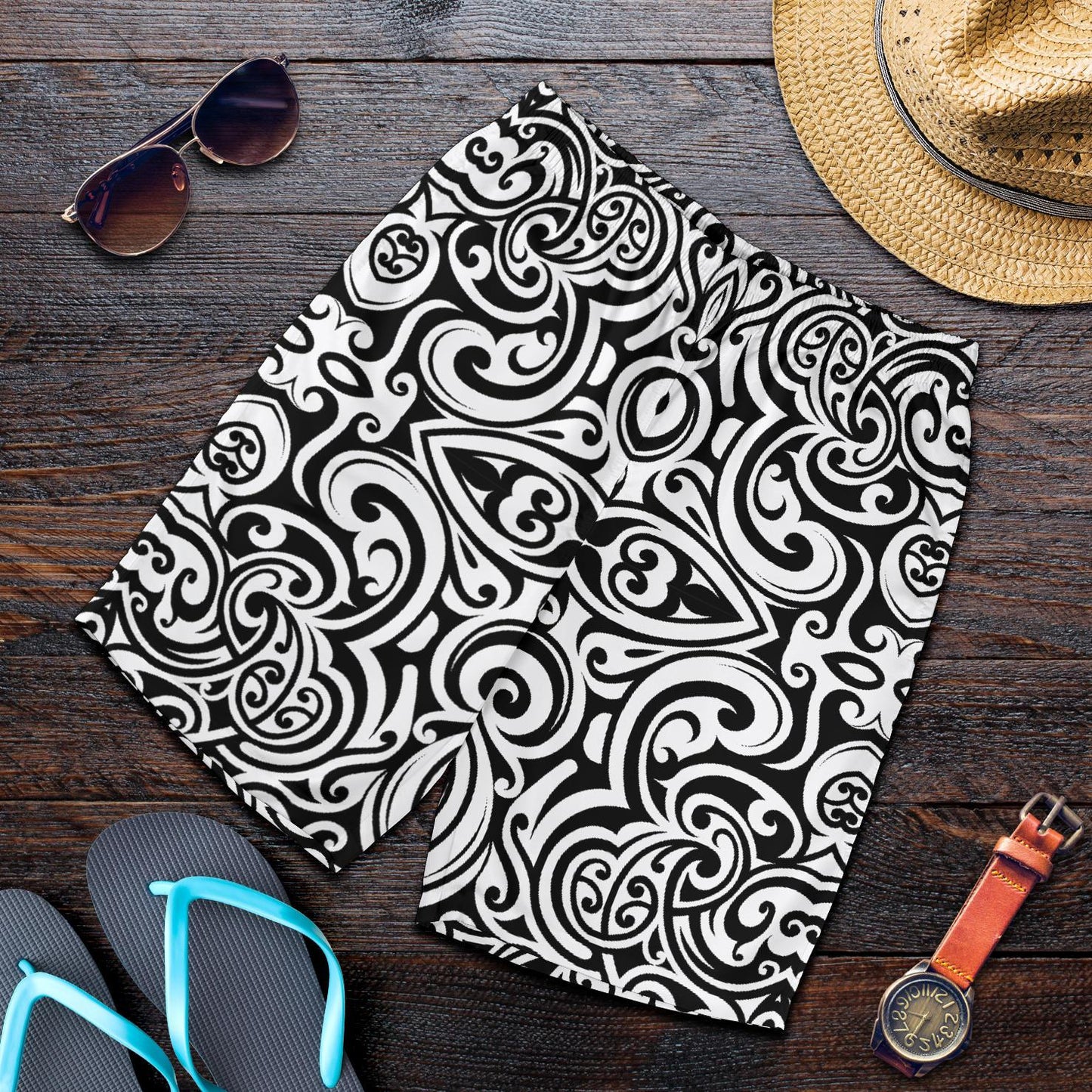 Polynesian Tattoo Pattern Mens Shorts-JTAMIGO.COM