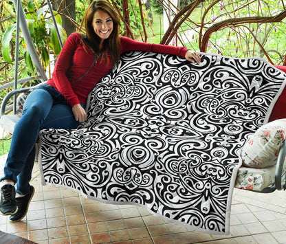 Polynesian Tattoo Pattern Premium Quilt-JTAMIGO.COM