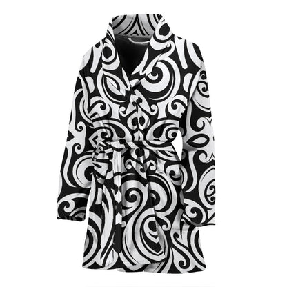 Polynesian Tattoo Pattern Women Bath Robe-JTAMIGO.COM