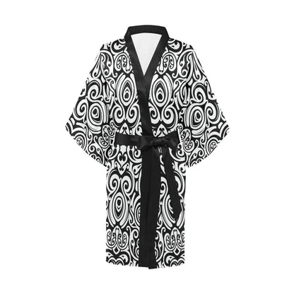 Polynesian Tattoo Pattern Women Short Kimono Robe