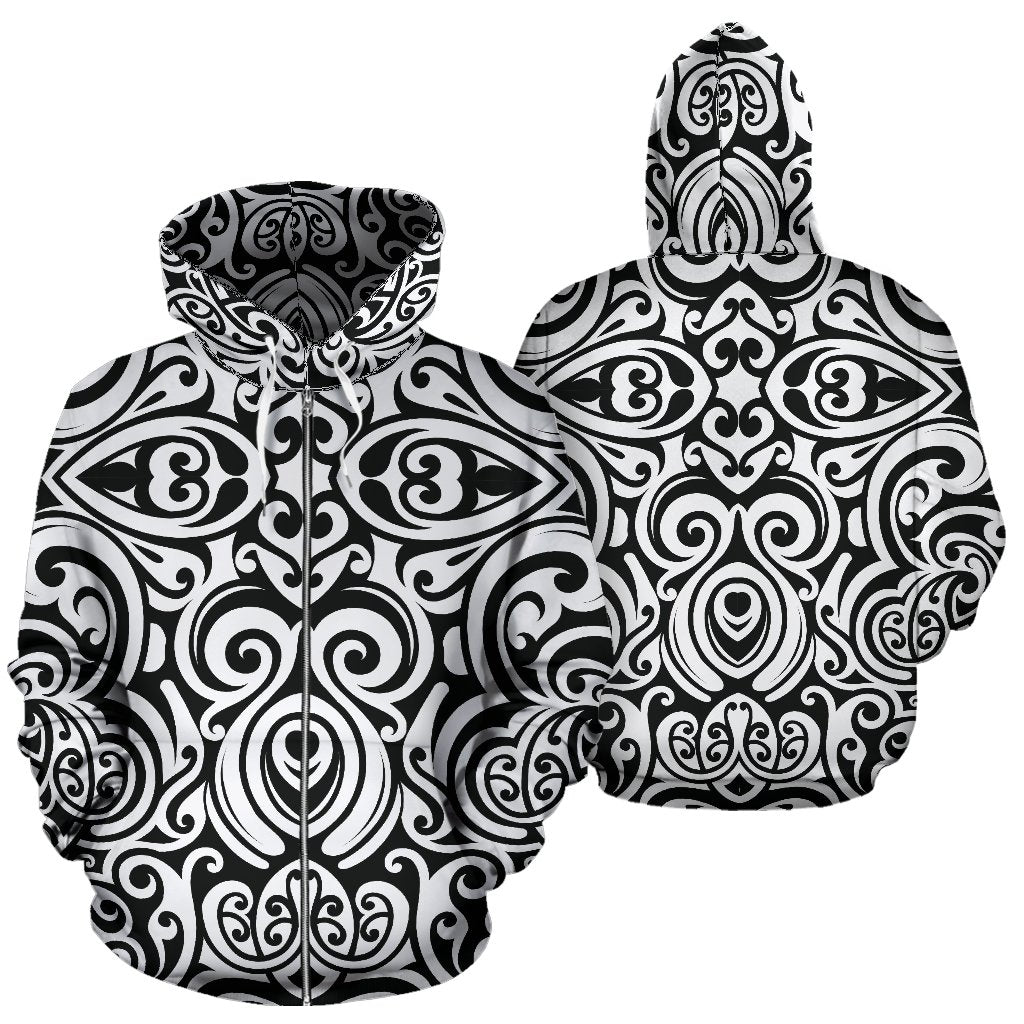 Polynesian Tattoo Pattern Zip Up Hoodie