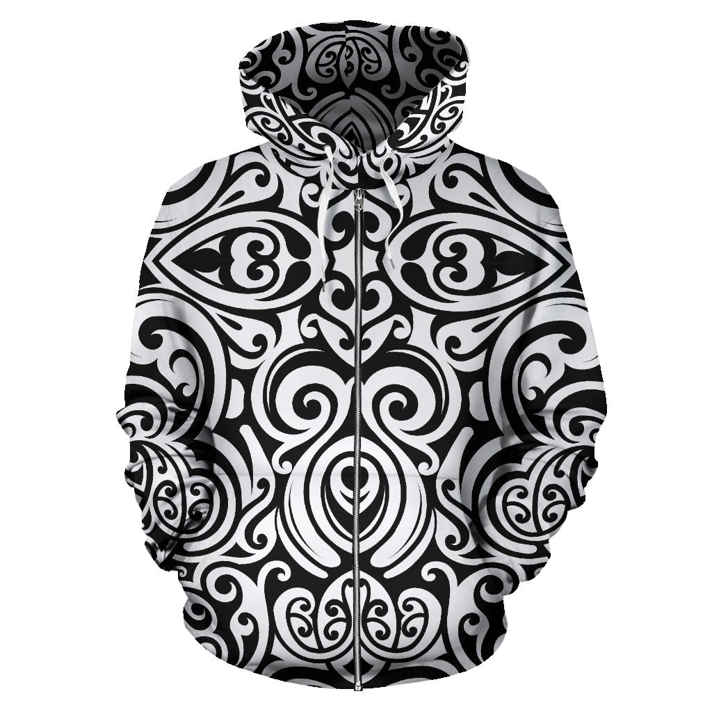 Polynesian Tattoo Pattern Zip Up Hoodie