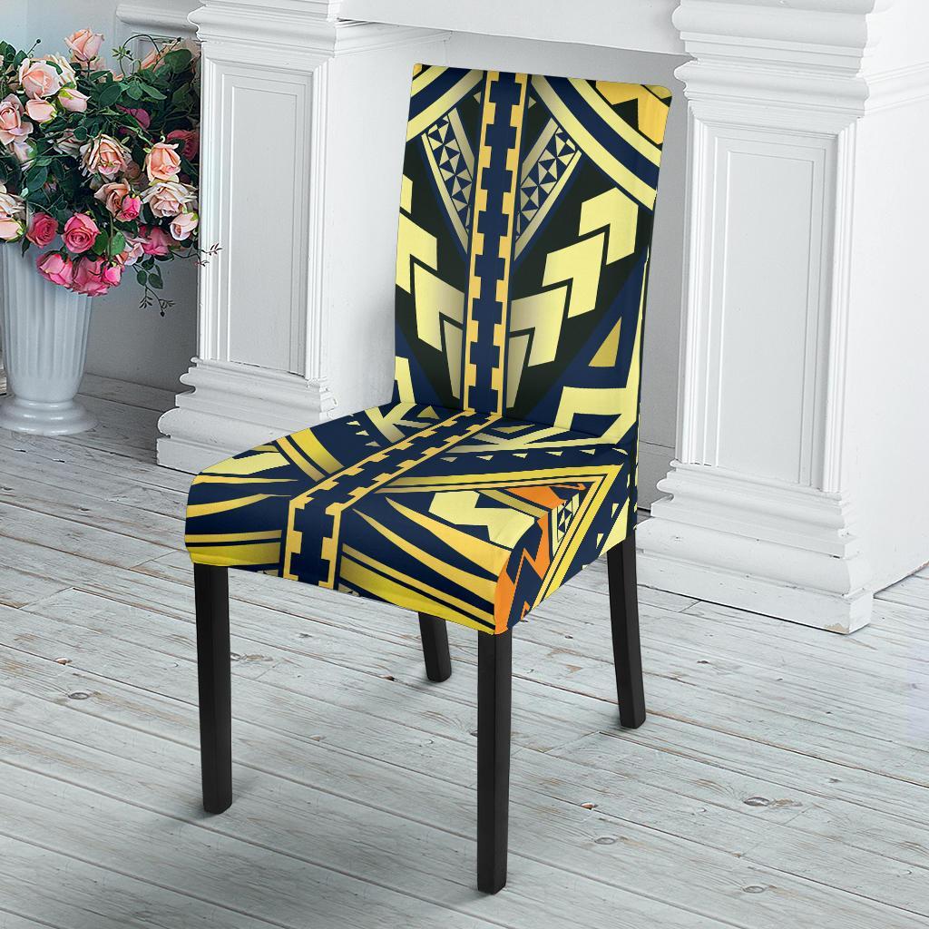 Polynesian Tattoo Print Dining Chair Slipcover-JTAMIGO.COM