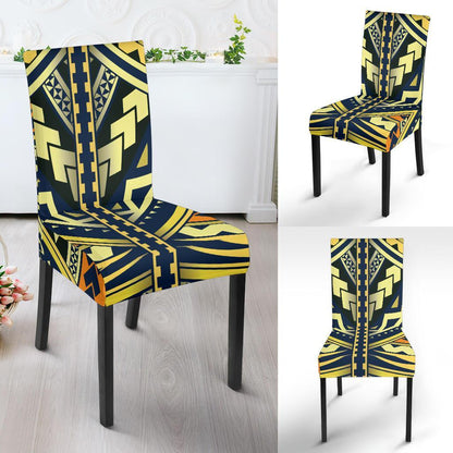 Polynesian Tattoo Print Dining Chair Slipcover-JTAMIGO.COM