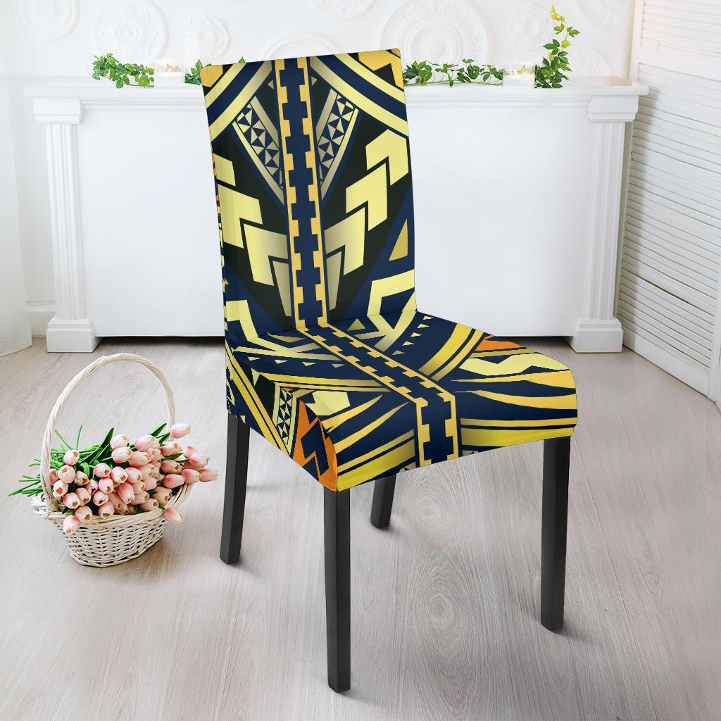 Polynesian Tattoo Print Dining Chair Slipcover-JTAMIGO.COM