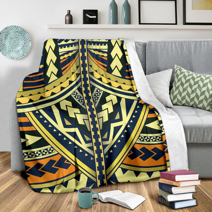 Polynesian Tattoo Print Fleece Blanket