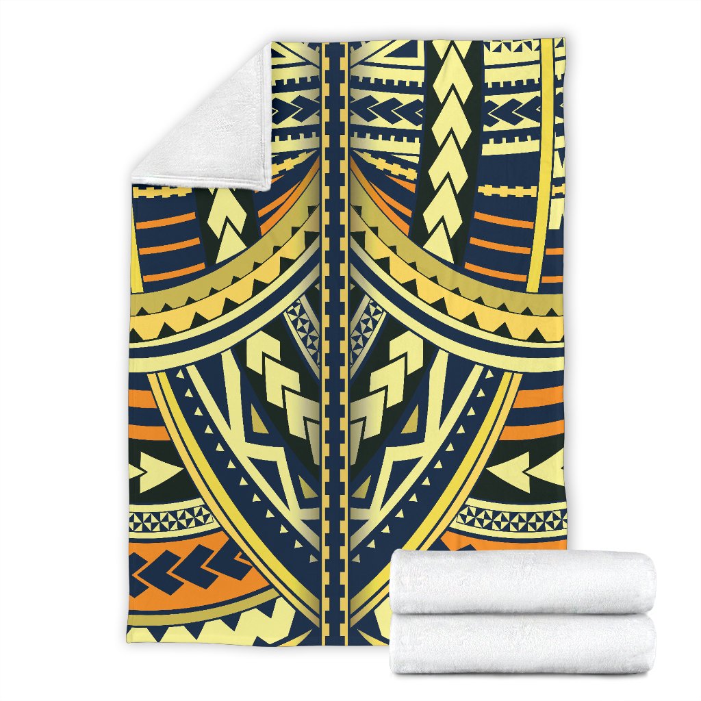 Polynesian Tattoo Print Fleece Blanket