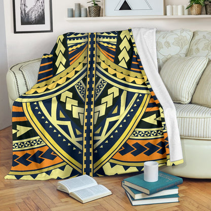 Polynesian Tattoo Print Fleece Blanket