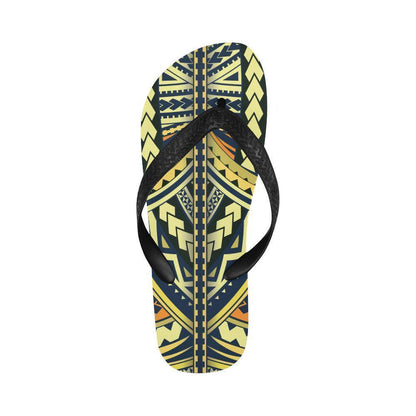 Polynesian Tattoo Print Flip Flops-JTAMIGO.COM
