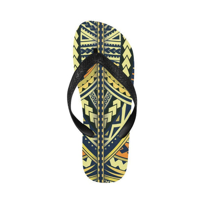 Polynesian Tattoo Print Flip Flops-JTAMIGO.COM